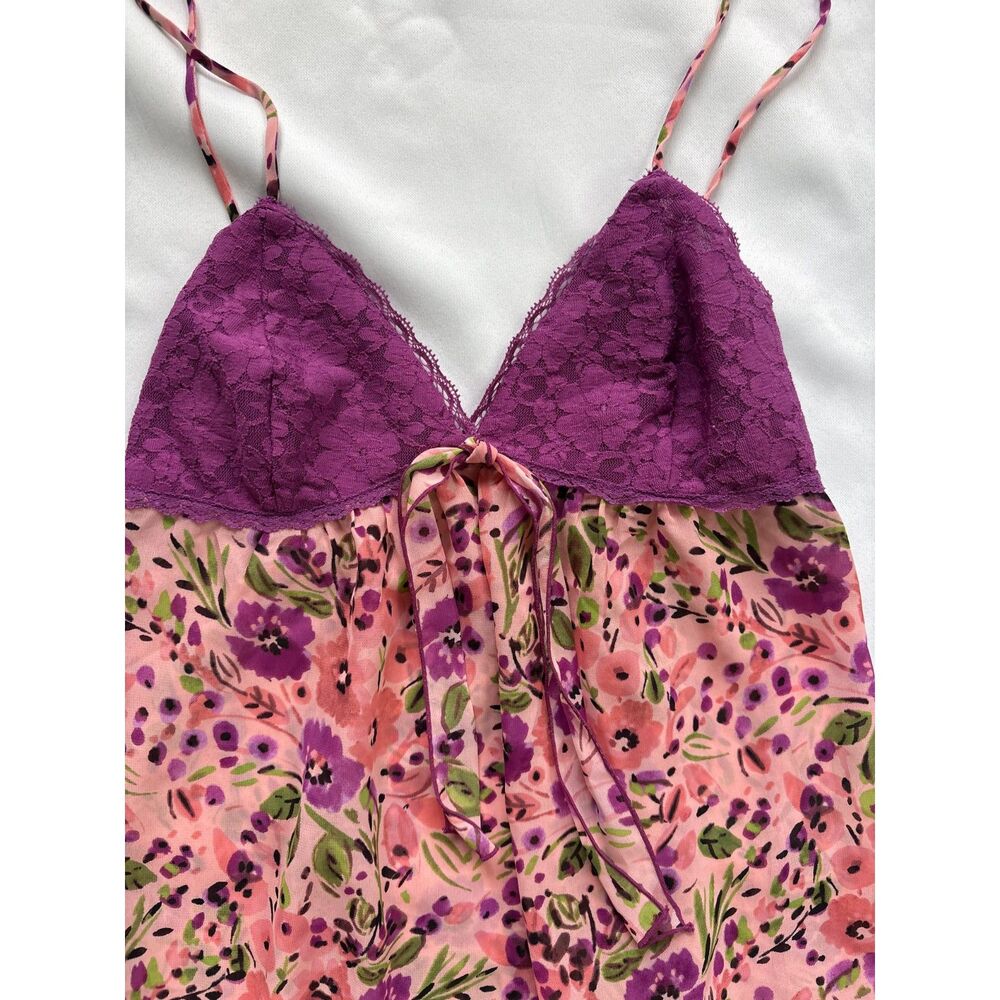 Y2K Floral Lace Chemise Slip Dress Nightgown Pink Purple | Small | NWOT - Picture 13 of 13